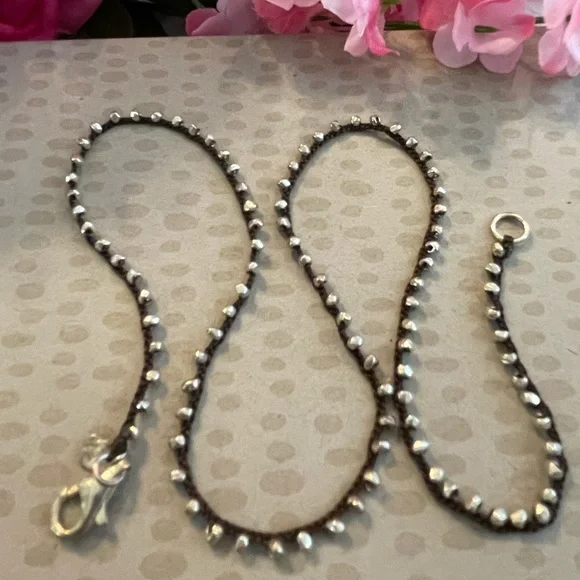 Silpada Silk Cord with Sterling Silver Beads Necklace N2107 RARE - Picture 5 of 13